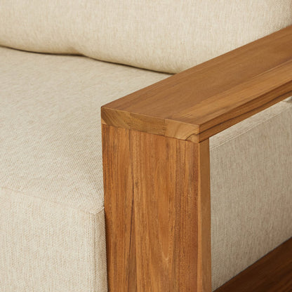Wide Teak Frame Outdoor Lounge Chair - Detail View