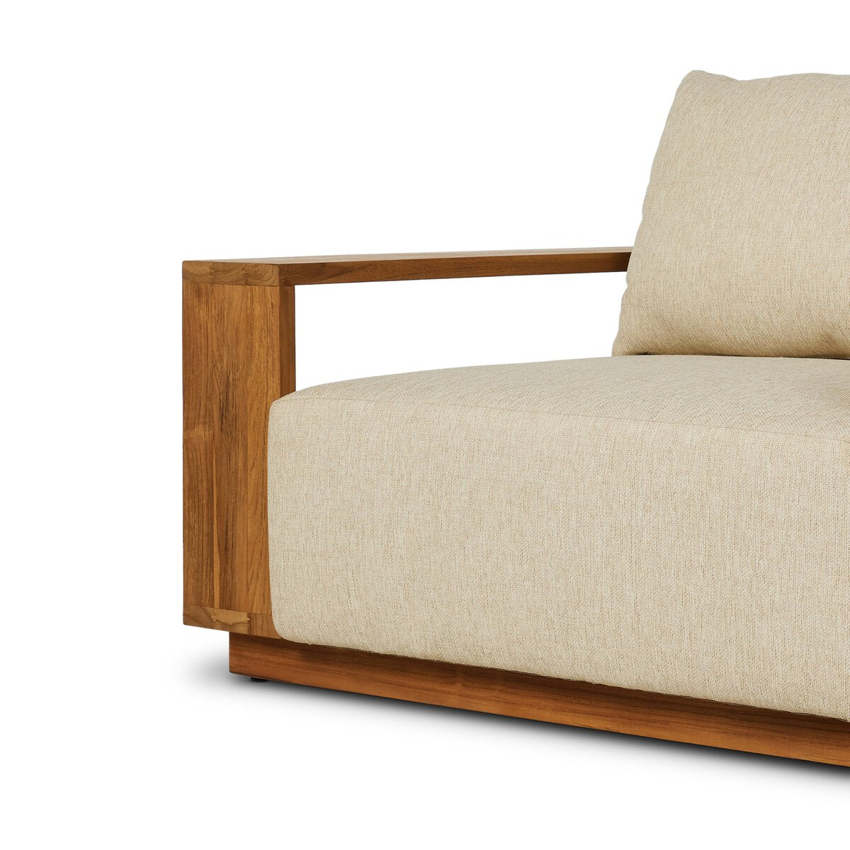 Wide Teak Frame Outdoor Lounge Chair - Detail View