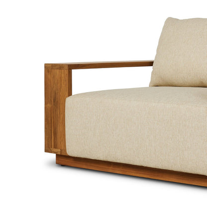 Wide Teak Frame Outdoor Lounge Chair - Detail View