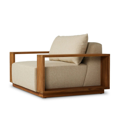 Wide Teak Frame Outdoor Lounge Chair - Detail View
