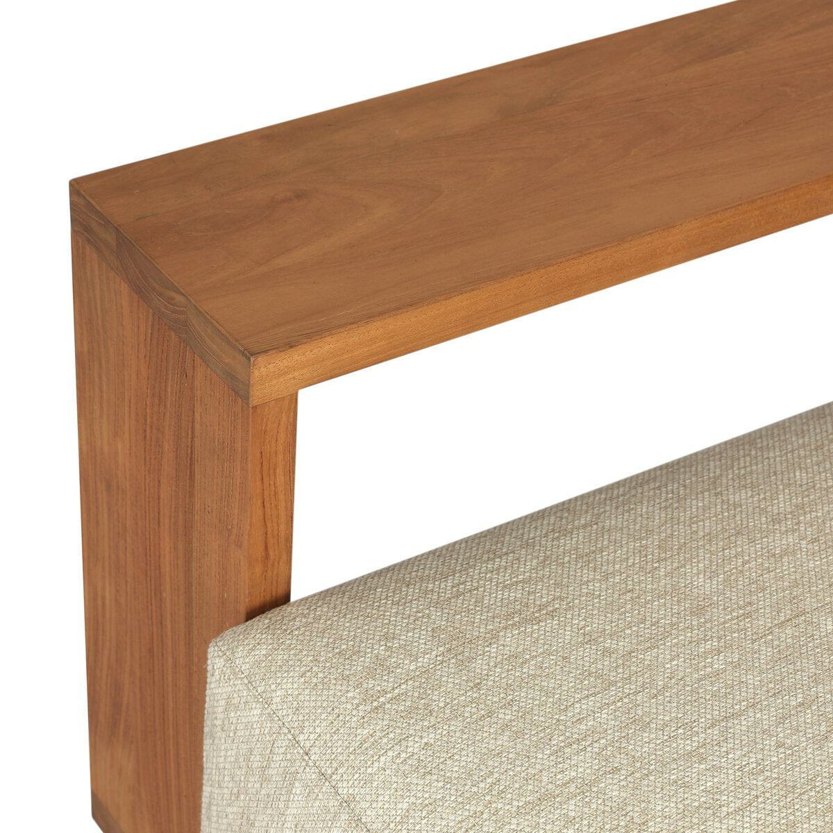 Wide Teak Frame Outdoor Lounge Chair - Detail View