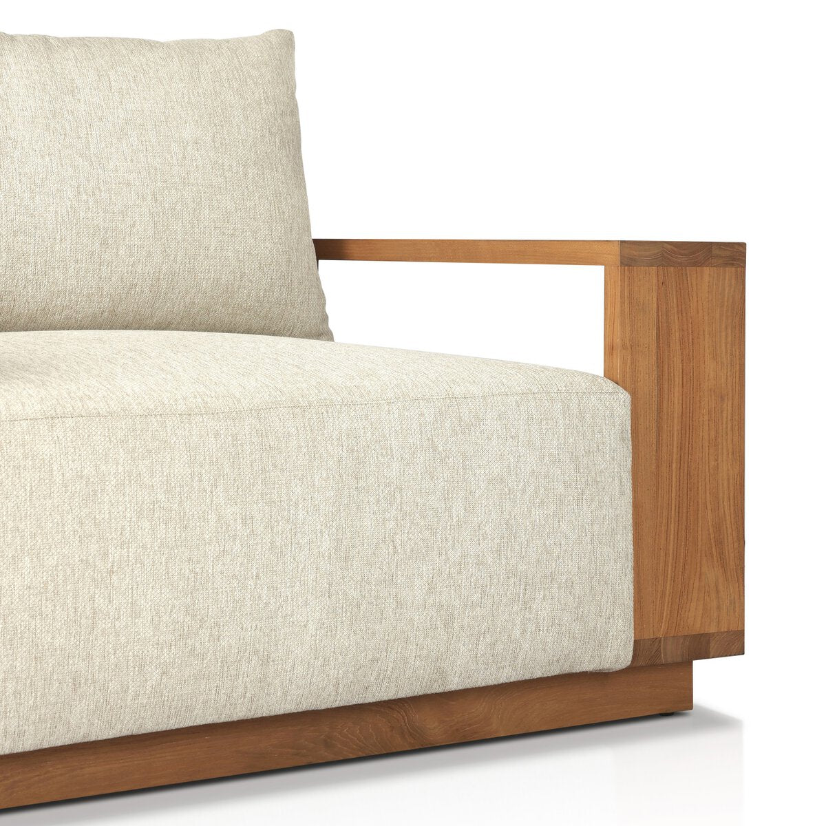Wide Teak Frame Outdoor Lounge Chair - Detail View