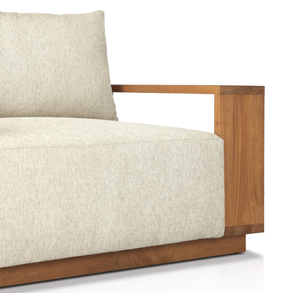 Wide Teak Frame Outdoor Lounge Chair - Detail View