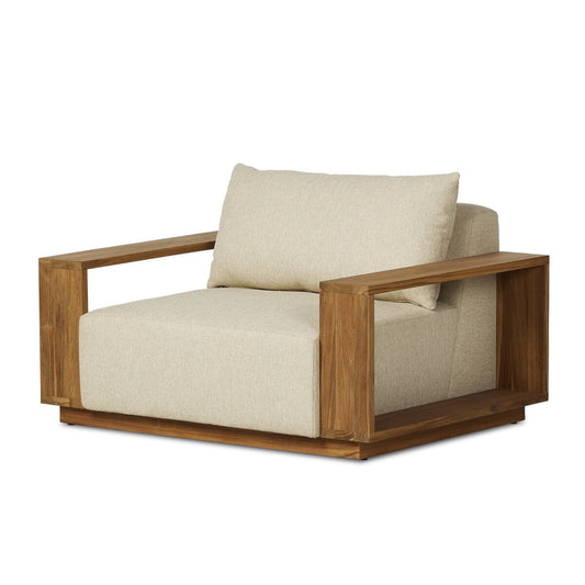 Wide Teak Frame Outdoor Lounge Chair - Main View