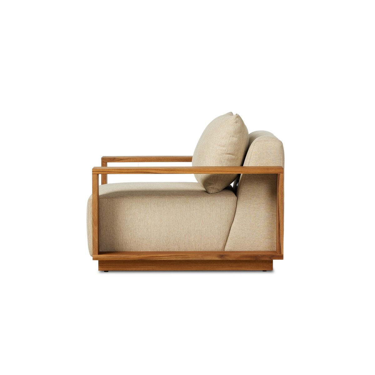 Wide Teak Frame Outdoor Lounge Chair - Side View