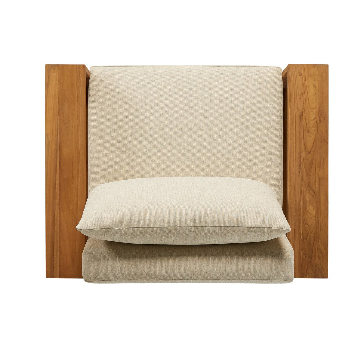 Wide Teak Frame Outdoor Lounge Chair - Top View