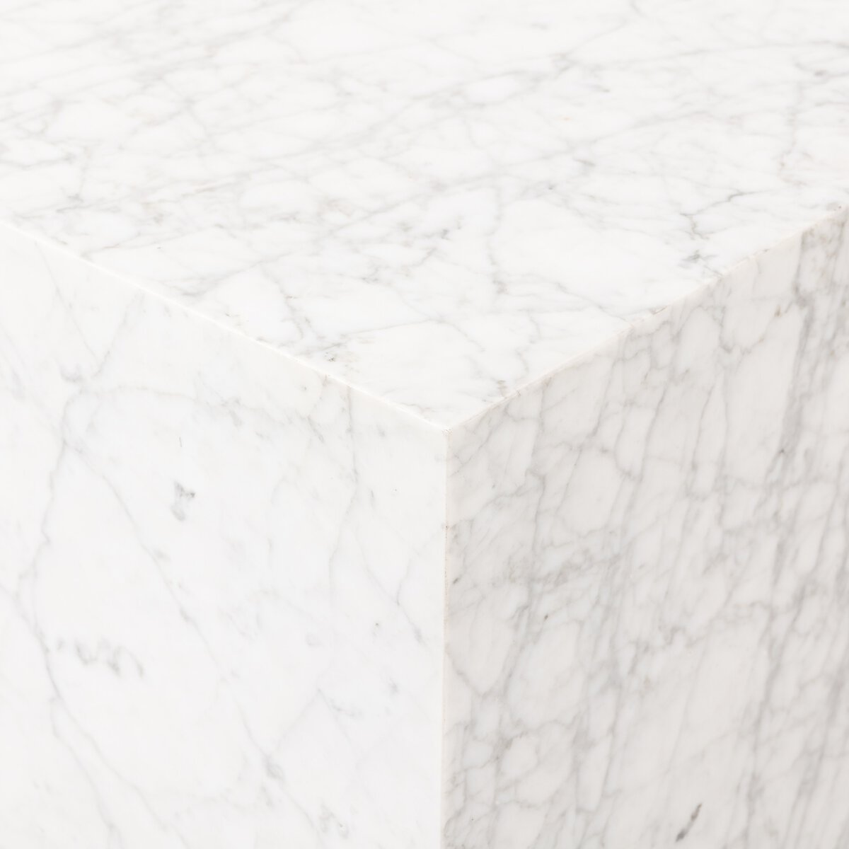 Carrara Marble Block End Table - Detail View