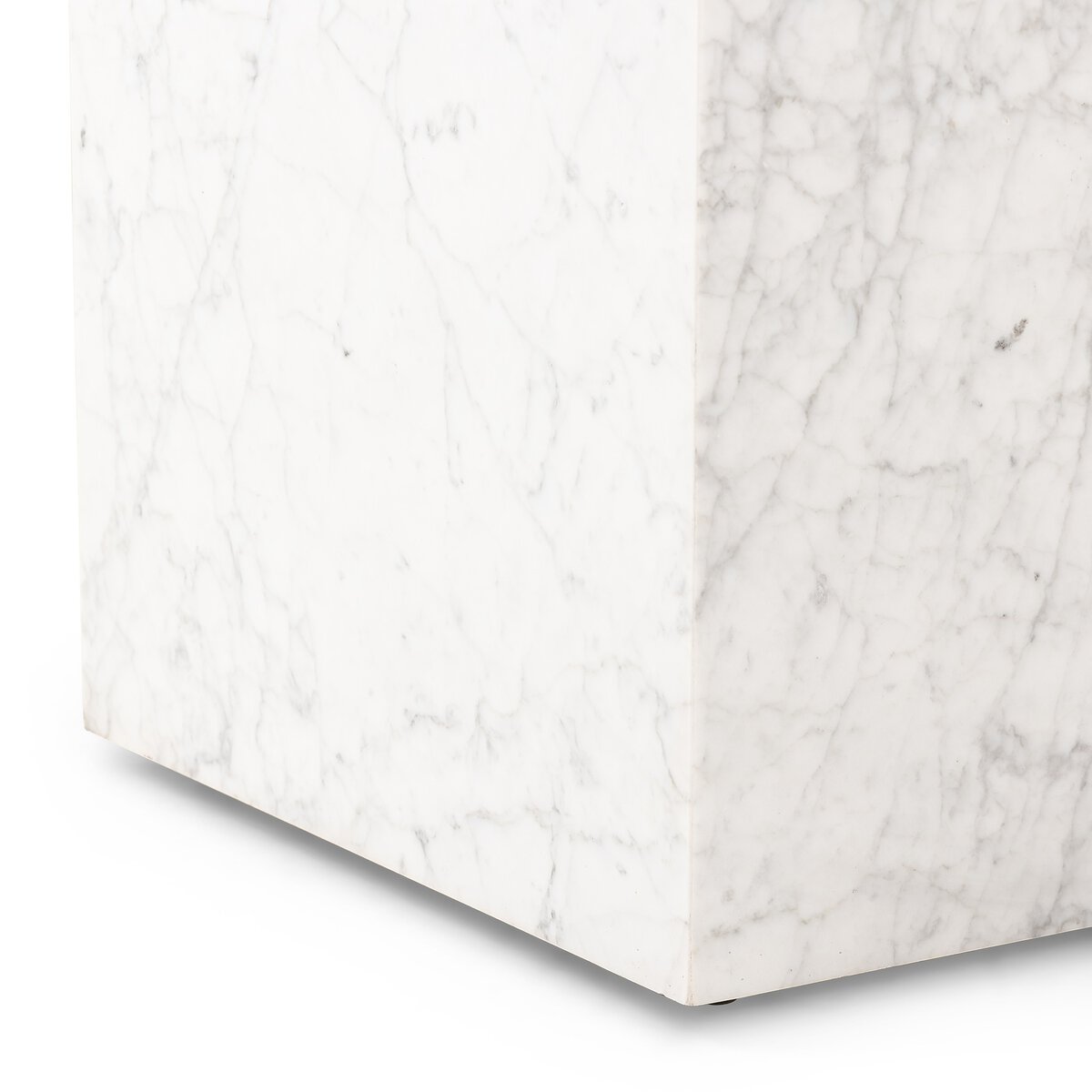 Carrara Marble Block End Table - Detail View
