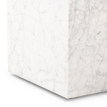 Carrara Marble Block End Table - Detail View