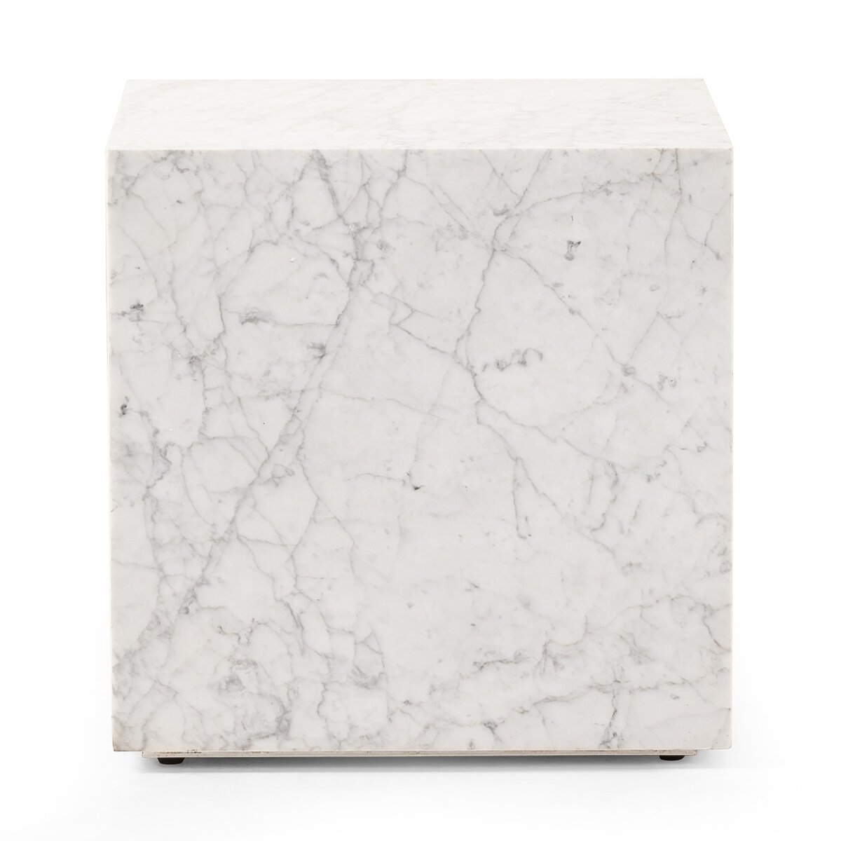 Carrara Marble Block End Table - Front View