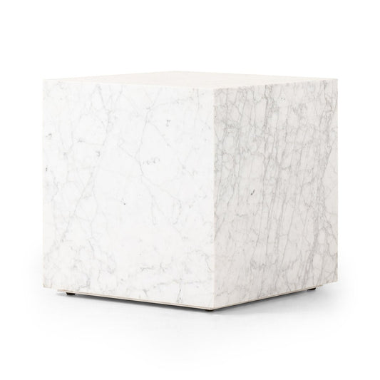 Carrara Marble Block End Table - Main View