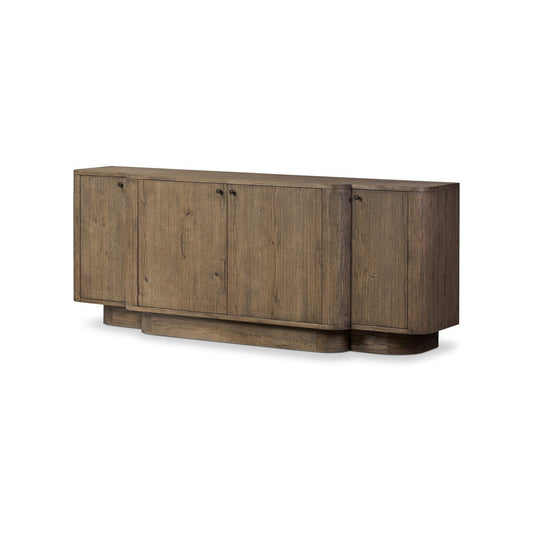 Rounded Weathered Oak Media Sideboard - Main View