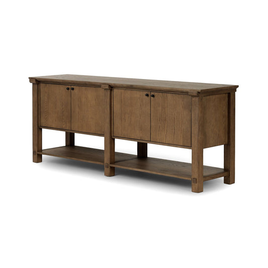 Tan Oak Sideboard with Open Shelf - Main View