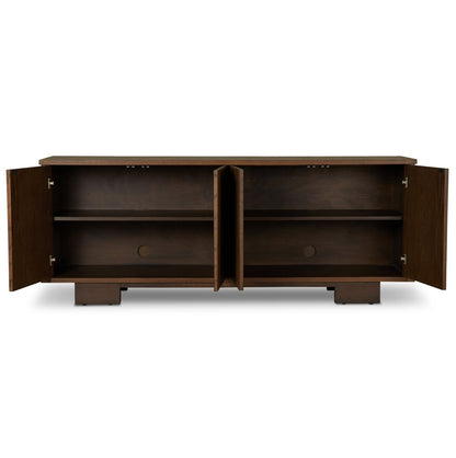 Minimal Oak Plinth Base Sideboard - Open Storage View