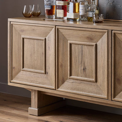 Light Oak Deco Four-Door Sideboard - Detail View