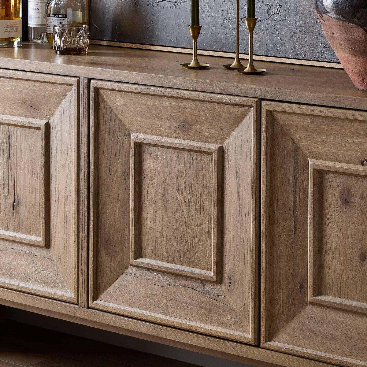 Light Oak Deco Four-Door Sideboard - Detail View