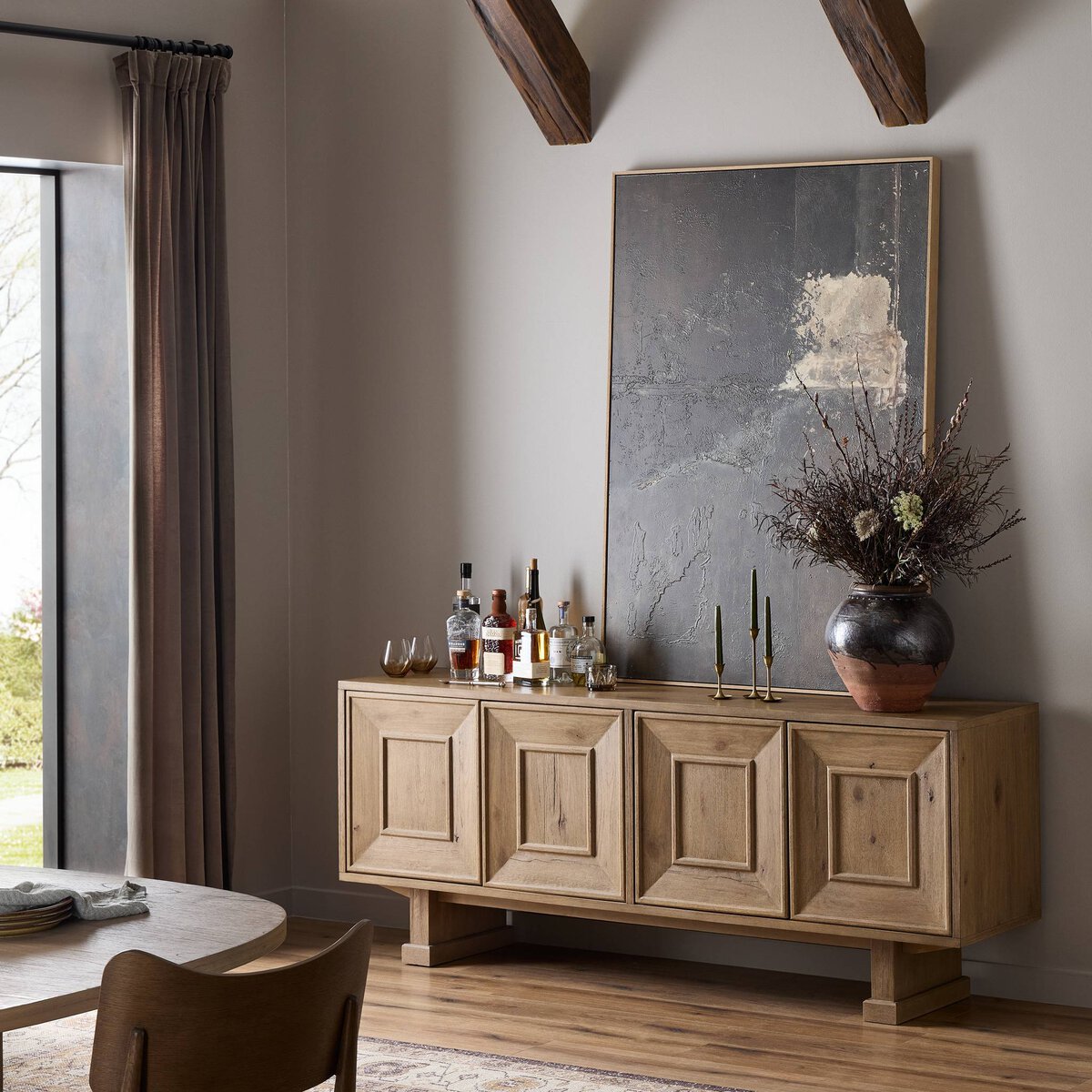 Light Oak Deco Four-Door Sideboard - Styled View