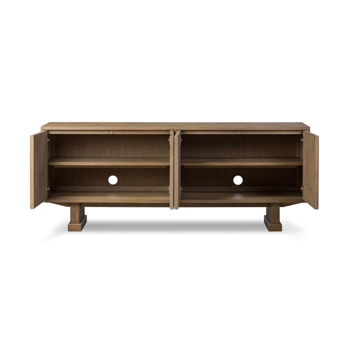Light Oak Deco Four-Door Sideboard - Open Storage View