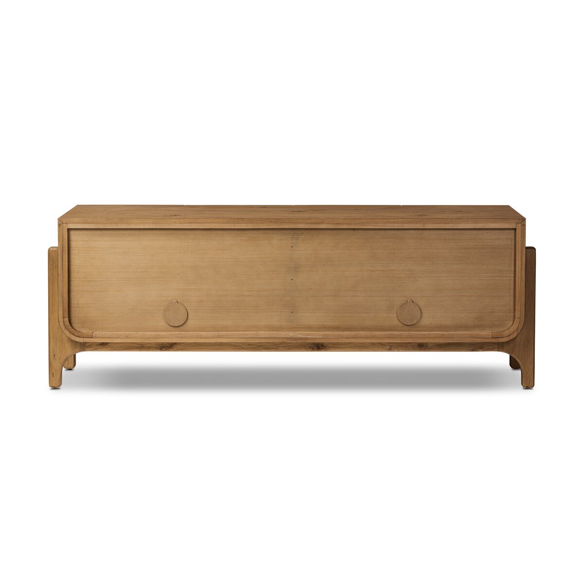 Curved Base Oak Media Console - Back View
