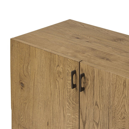 Curved Base Oak Media Console - Detail View