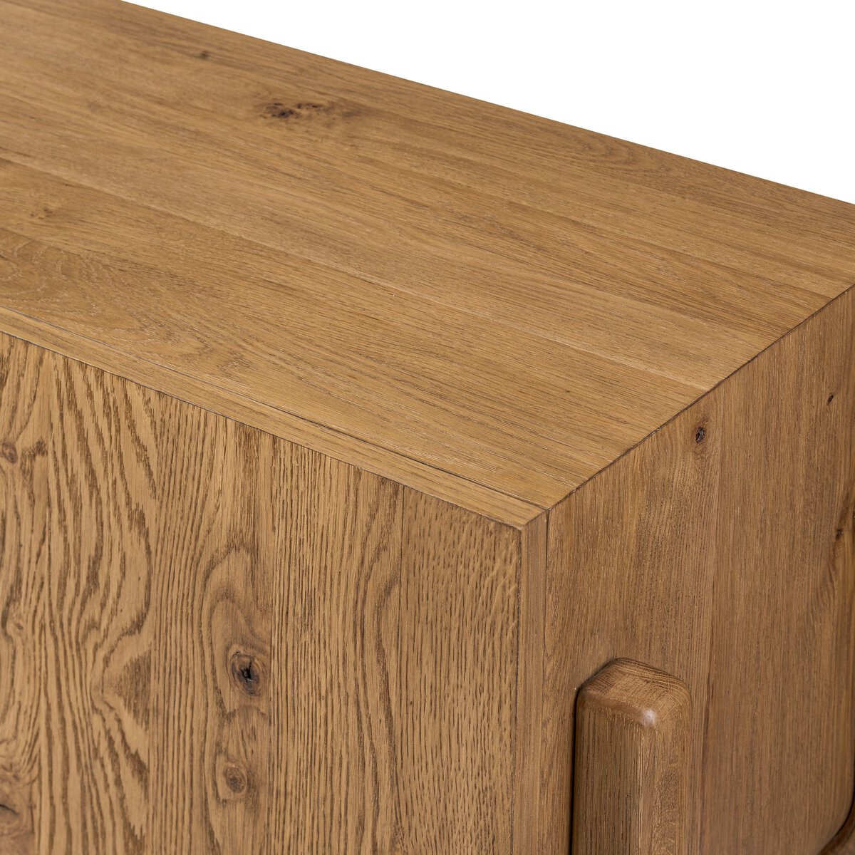 Curved Base Oak Media Console - Detail View
