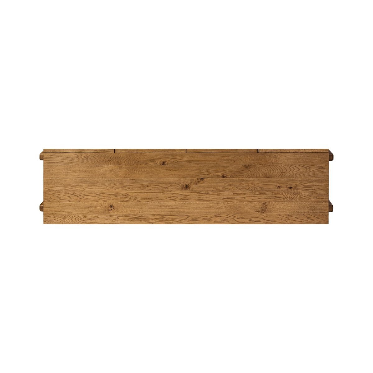 Curved Base Oak Media Console - Top View