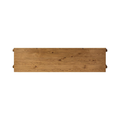 Curved Base Oak Media Console - Top View