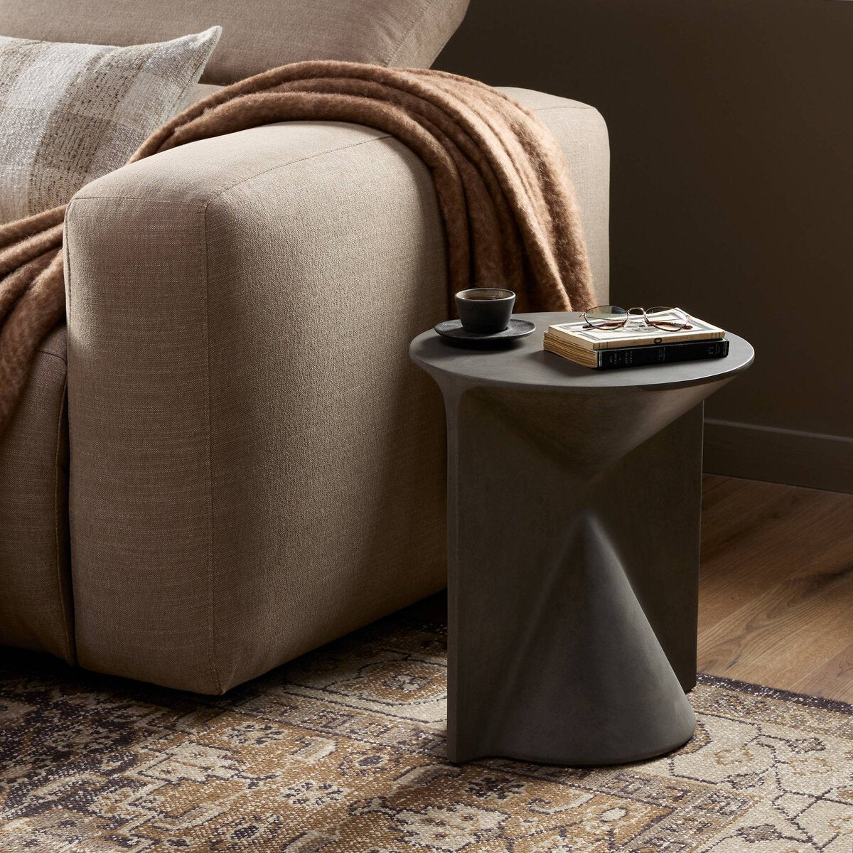 Hourglass Concrete Accent Table - Styled View