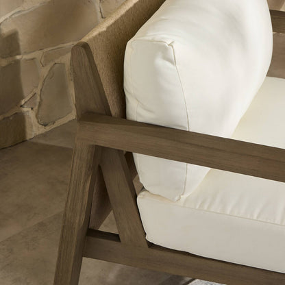 Nordic Teak Woven-Back Outdoor Chair - Detail View