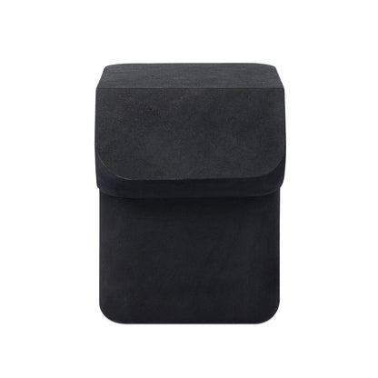 Black Lava Stone Sculptural Side Table - Front View