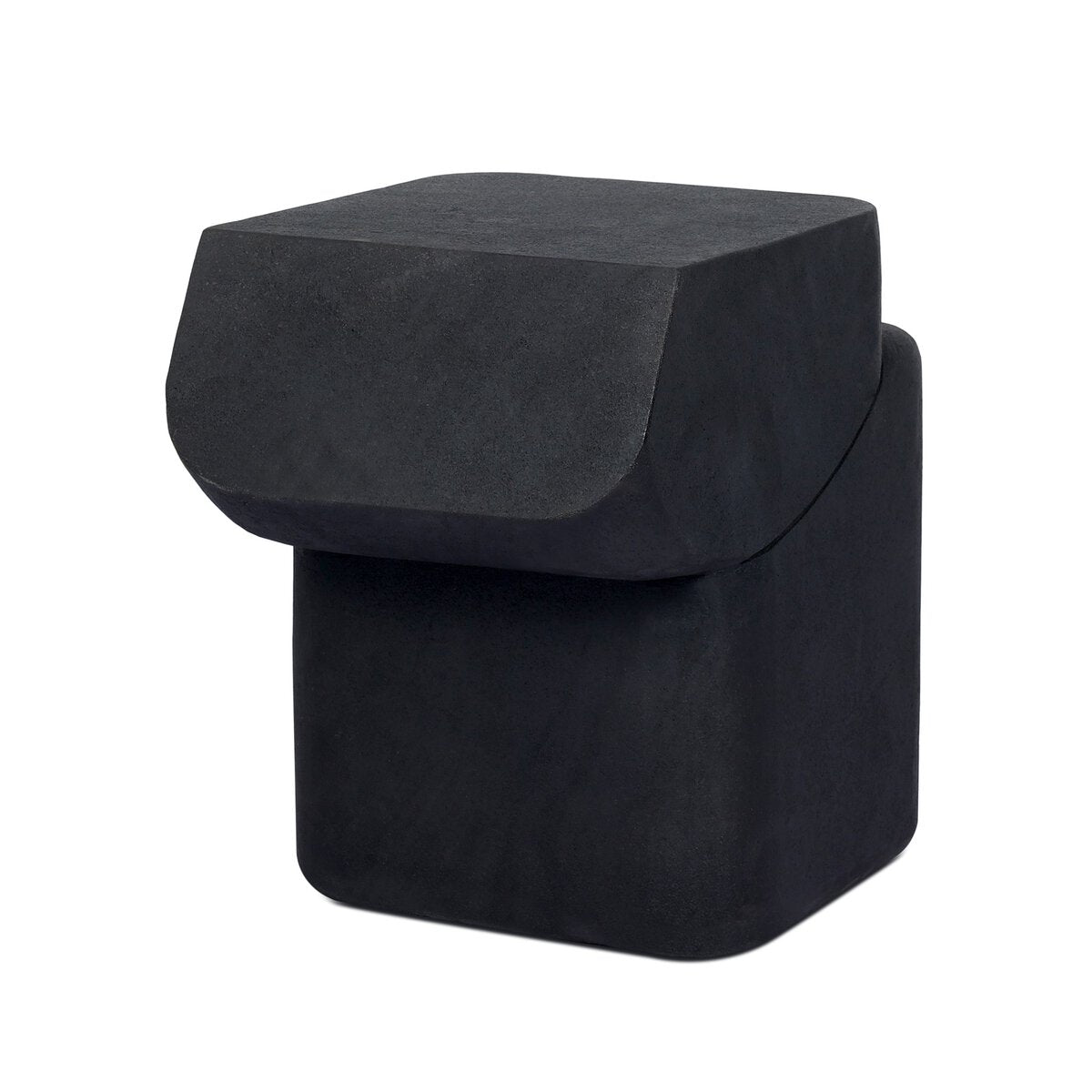 Black Lava Stone Sculptural Side Table - Main View