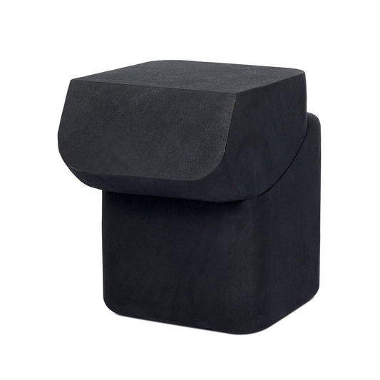 Black Lava Stone Sculptural Side Table - Main View