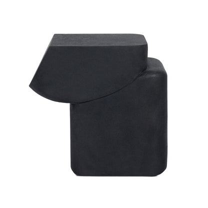Black Lava Stone Sculptural Side Table - Side View