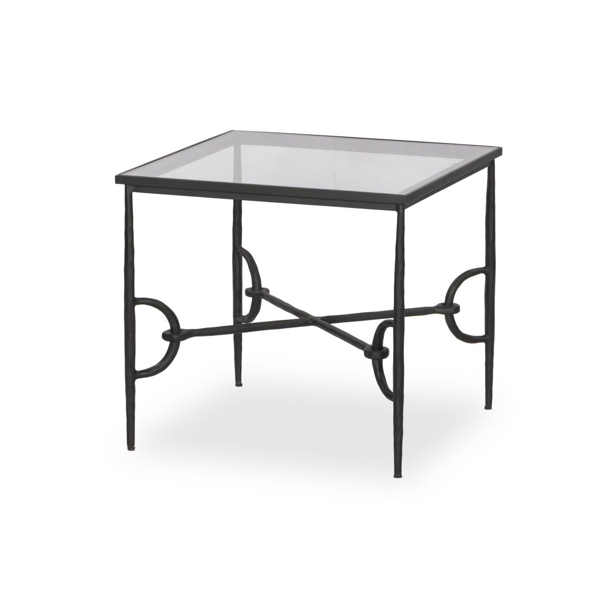 Hammered Metal Marble Top End Table