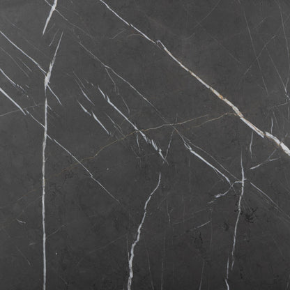 Hammered Metal Marble Top End Table - Detail View