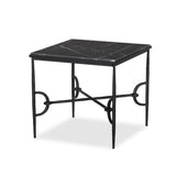 Hammered Metal Marble Top End Table