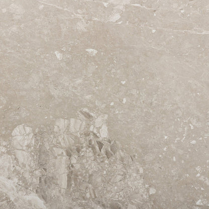 Hammered Metal Marble Top End Table - Detail View