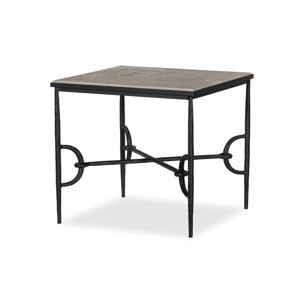 Hammered Metal Marble Top End Table - Main View