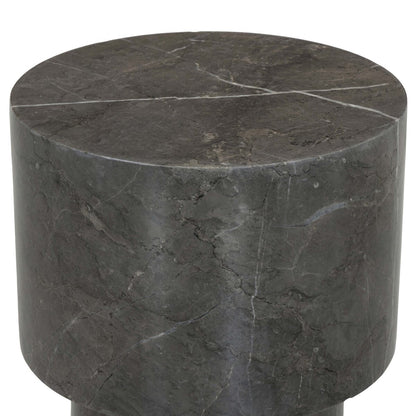 Slim Solid Marble Pedestal Table - Detail View