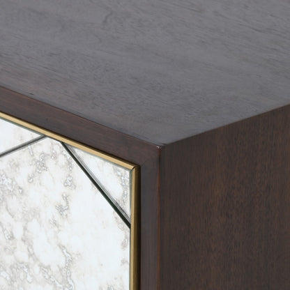 Honeycomb Mirror Door Walnut Sideboard - Detail View