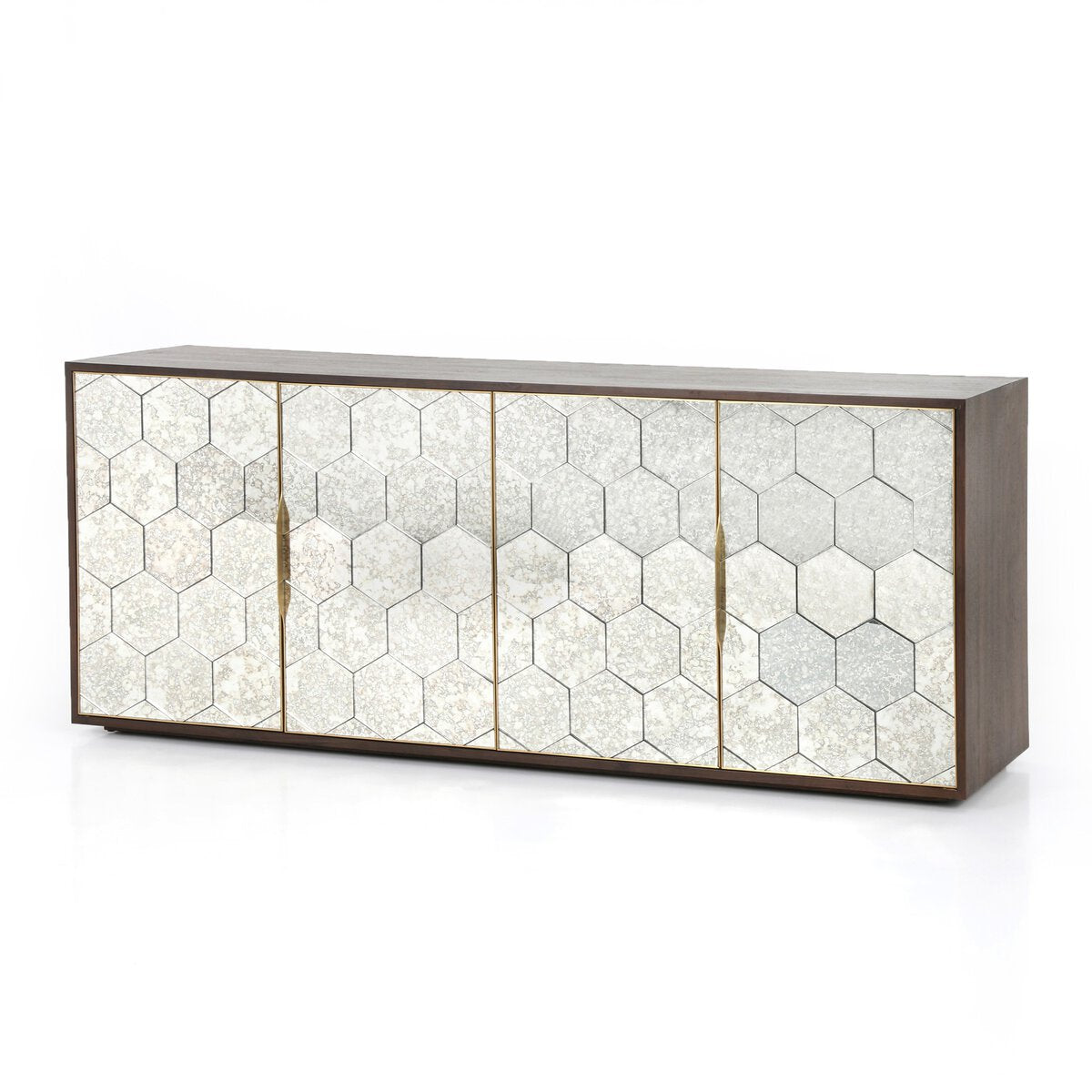 Honeycomb Mirror Door Walnut Sideboard - Main View