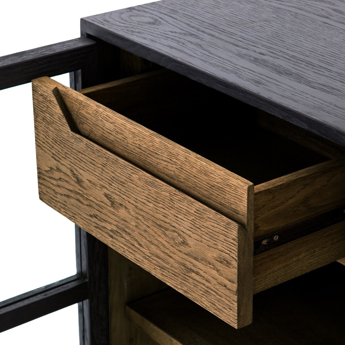 Glass Door Display Sideboard with Drawers - Detail View