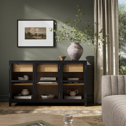 Glass Door Display Sideboard with Drawers - Styled View
