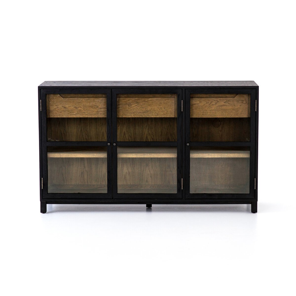 Glass Door Display Sideboard with Drawers - Front View