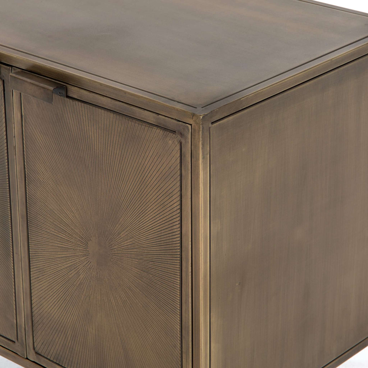 Sunburst Metal Cabinet Nightstand - Detail View