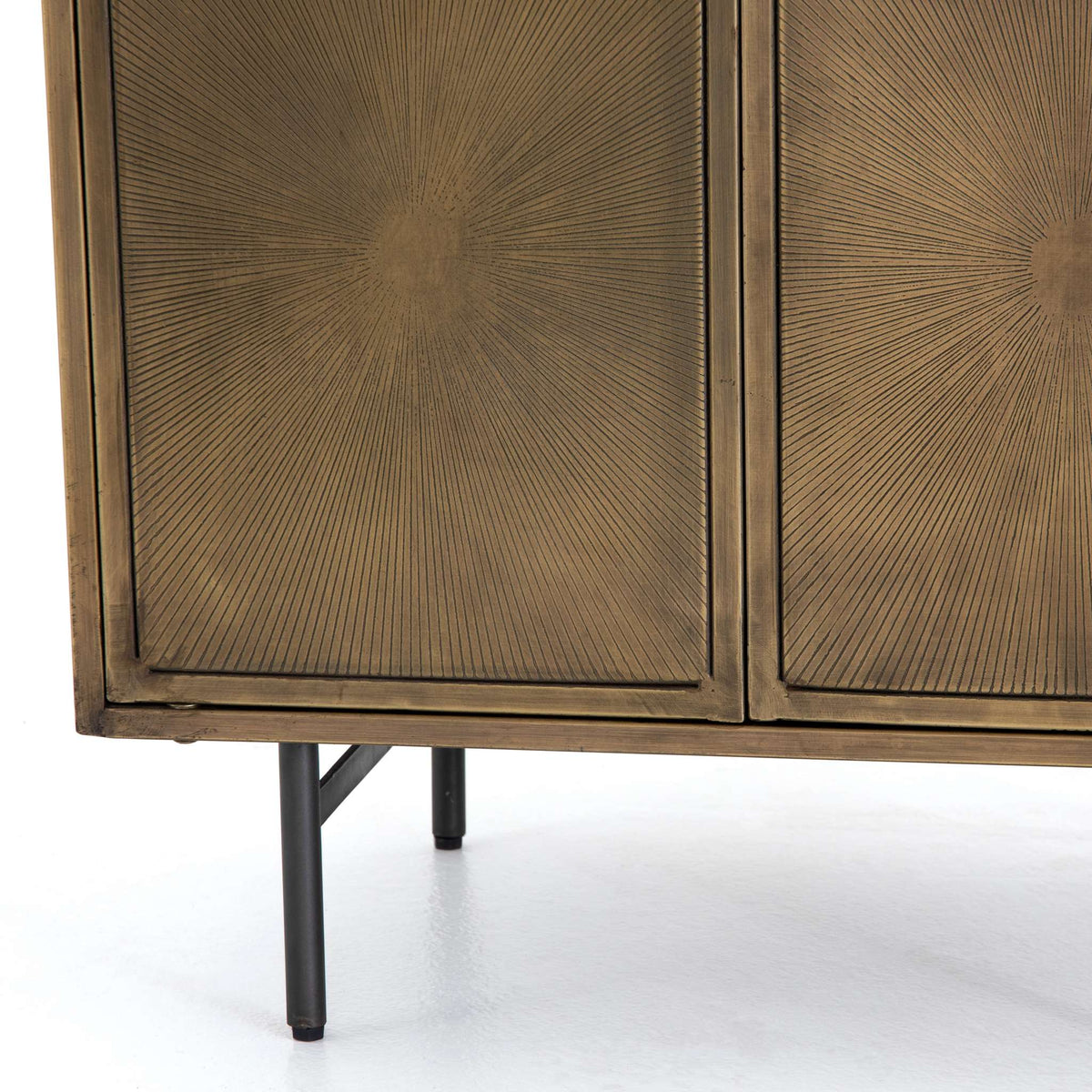 Sunburst Metal Cabinet Nightstand - Detail View