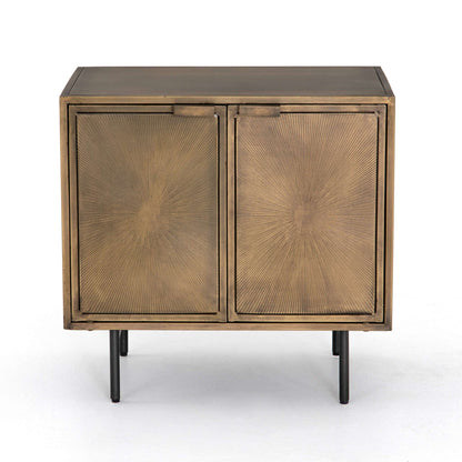 Sunburst Metal Cabinet Nightstand - Front View