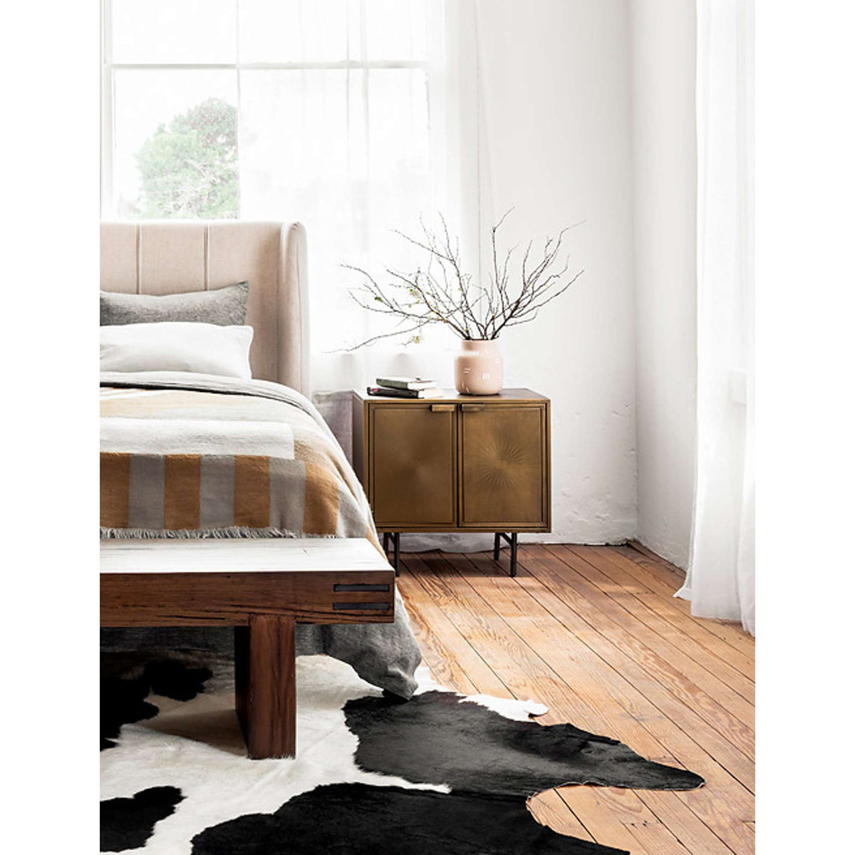 Sunburst Metal Cabinet Nightstand - Alternate View