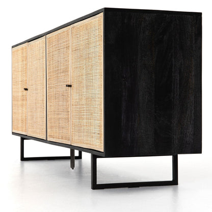 Woven Cane Mango Wood Sideboard - Detail View