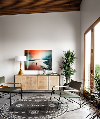 Woven Cane Mango Wood Sideboard - Room View